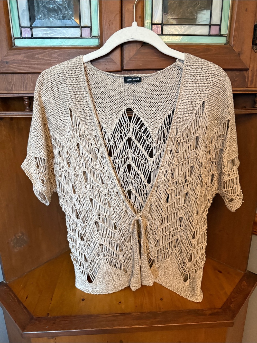 VINTAGE GERRY WEBER CHEVRON detail OPEN KNIT SWEATER VEST  M/S